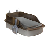 Maxbell Open Top Pet Litter Tray Cat Sand Box High Sided High Sided Cat Litter Boxes Gray