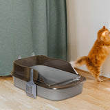 Maxbell Open Top Pet Litter Tray Cat Sand Box High Sided High Sided Cat Litter Boxes Gray
