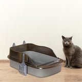 Maxbell Open Top Pet Litter Tray Cat Sand Box High Sided High Sided Cat Litter Boxes Gray
