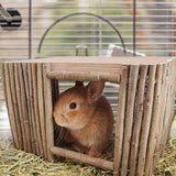 Maxbell Wooden Hamster Hideout Playing Guinea Pig House for Mouse Chinchilla Hamster 31.5cmx20.5cmx19cm