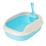 Maxbell Litter Box Bedpan Semi Enclosed Kitten Potty Toilet Durable Kitty Litter Pan Blue