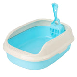 Maxbell Litter Box Bedpan Semi Enclosed Kitten Potty Toilet Durable Kitty Litter Pan Blue