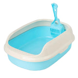 Maxbell Litter Box Bedpan Semi Enclosed Kitten Potty Toilet Durable Kitty Litter Pan Blue