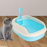 Maxbell Litter Box Bedpan Semi Enclosed Kitten Potty Toilet Durable Kitty Litter Pan Blue