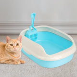 Maxbell Litter Box Bedpan Semi Enclosed Kitten Potty Toilet Durable Kitty Litter Pan Blue