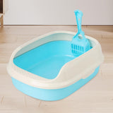 Maxbell Litter Box Bedpan Semi Enclosed Kitten Potty Toilet Durable Kitty Litter Pan Blue