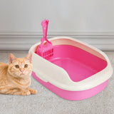 Maxbell Litter Box Bedpan Semi Enclosed Kitten Potty Toilet Durable Kitty Litter Pan Pink red