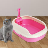 Maxbell Litter Box Bedpan Semi Enclosed Kitten Potty Toilet Durable Kitty Litter Pan Pink red