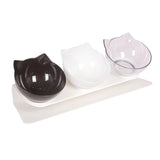 Maxbell Raised Cat Bowls Durable Cat Food and Water Bowl for Indoor Cats Puppy Black White Clear