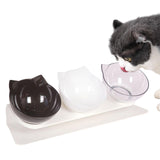 Maxbell Raised Cat Bowls Durable Cat Food and Water Bowl for Indoor Cats Puppy Black White Clear