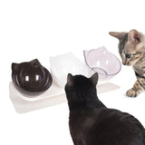 Maxbell Raised Cat Bowls Durable Cat Food and Water Bowl for Indoor Cats Puppy Black White Clear
