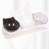 Maxbell Raised Cat Bowls Durable Cat Food and Water Bowl for Indoor Cats Puppy Black White Clear