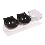 Maxbell Raised Cat Bowls Durable Cat Food and Water Bowl for Indoor Cats Puppy 2 Black Clear