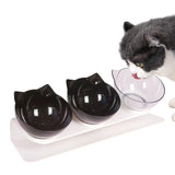 Maxbell Raised Cat Bowls Durable Cat Food and Water Bowl for Indoor Cats Puppy 2 Black Clear