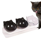 Maxbell Raised Cat Bowls Durable Cat Food and Water Bowl for Indoor Cats Puppy 2 Black Clear