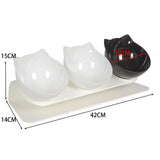 Maxbell Raised Cat Bowls Durable Cat Food and Water Bowl for Indoor Cats Puppy 2 White Black