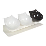 Maxbell Raised Cat Bowls Durable Cat Food and Water Bowl for Indoor Cats Puppy 2 White Black