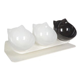 Maxbell Raised Cat Bowls Durable Cat Food and Water Bowl for Indoor Cats Puppy 2 White Black