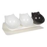 Maxbell Raised Cat Bowls Durable Cat Food and Water Bowl for Indoor Cats Puppy 2 White Black