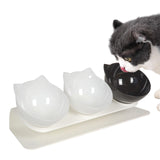 Maxbell Raised Cat Bowls Durable Cat Food and Water Bowl for Indoor Cats Puppy 2 White Black