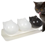 Maxbell Raised Cat Bowls Durable Cat Food and Water Bowl for Indoor Cats Puppy 2 White Black