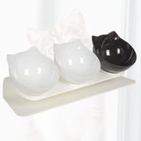 Maxbell Raised Cat Bowls Durable Cat Food and Water Bowl for Indoor Cats Puppy 2 White Black