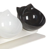 Maxbell Raised Cat Bowls Durable Cat Food and Water Bowl for Indoor Cats Puppy 2 White Black