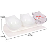 Maxbell Raised Cat Bowls Durable Cat Food and Water Bowl for Indoor Cats Puppy 2 White Clear