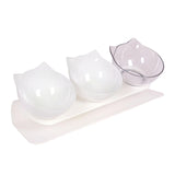 Maxbell Raised Cat Bowls Durable Cat Food and Water Bowl for Indoor Cats Puppy 2 White Clear