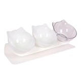 Maxbell Raised Cat Bowls Durable Cat Food and Water Bowl for Indoor Cats Puppy 2 White Clear