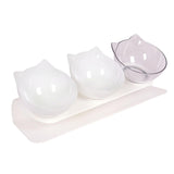 Maxbell Raised Cat Bowls Durable Cat Food and Water Bowl for Indoor Cats Puppy 2 White Clear