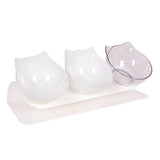 Maxbell Raised Cat Bowls Durable Cat Food and Water Bowl for Indoor Cats Puppy 2 White Clear