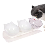 Maxbell Raised Cat Bowls Durable Cat Food and Water Bowl for Indoor Cats Puppy 2 White Clear