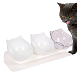 Maxbell Raised Cat Bowls Durable Cat Food and Water Bowl for Indoor Cats Puppy 2 White Clear