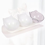 Maxbell Raised Cat Bowls Durable Cat Food and Water Bowl for Indoor Cats Puppy 2 White Clear