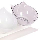 Maxbell Raised Cat Bowls Durable Cat Food and Water Bowl for Indoor Cats Puppy 2 White Clear