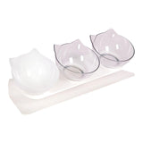 Maxbell Raised Cat Bowls Durable Cat Food and Water Bowl for Indoor Cats Puppy Clear and White Clear