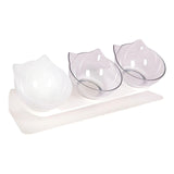 Maxbell Raised Cat Bowls Durable Cat Food and Water Bowl for Indoor Cats Puppy Clear and White Clear