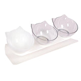 Maxbell Raised Cat Bowls Durable Cat Food and Water Bowl for Indoor Cats Puppy Clear and White Clear