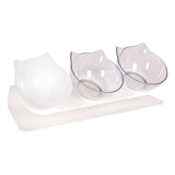 Maxbell Raised Cat Bowls Durable Cat Food and Water Bowl for Indoor Cats Puppy Clear and White Clear