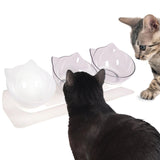 Maxbell Raised Cat Bowls Durable Cat Food and Water Bowl for Indoor Cats Puppy Clear and White Clear