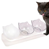 Maxbell Raised Cat Bowls Durable Cat Food and Water Bowl for Indoor Cats Puppy Clear and White Clear