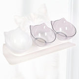 Maxbell Raised Cat Bowls Durable Cat Food and Water Bowl for Indoor Cats Puppy Clear and White Clear