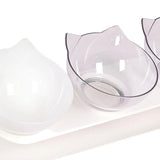 Maxbell Raised Cat Bowls Durable Cat Food and Water Bowl for Indoor Cats Puppy Clear and White Clear