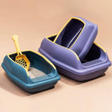 Maxbell Open Top Cat Litter Box Compact Cat Sand Box Easy to Clean Durable for Small Animals L Violet