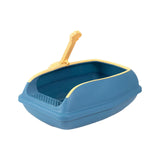 Maxbell Open Top Cat Litter Box Compact Cat Sand Box Easy to Clean Durable for Small Animals L Blue