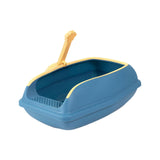 Maxbell Open Top Cat Litter Box Compact Cat Sand Box Easy to Clean Durable for Small Animals L Blue