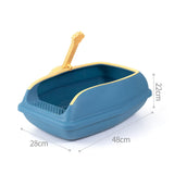 Maxbell Open Top Cat Litter Box Compact Cat Sand Box Easy to Clean Durable for Small Animals L Blue