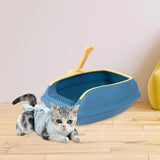 Maxbell Open Top Cat Litter Box Compact Cat Sand Box Easy to Clean Durable for Small Animals S Blue