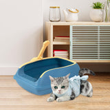 Maxbell Open Top Cat Litter Box Compact Cat Sand Box Easy to Clean Durable for Small Animals S Blue